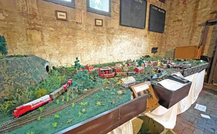 A train display and other depot artifacts are housed and on display inside the Santa Fe Depot by appointment.