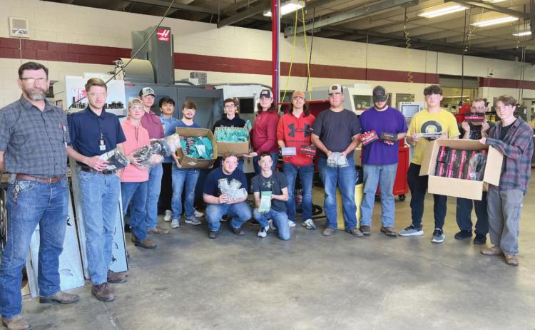 Machining Students recently collected and donated work gloves to those affected by the tornadoes in Seminole. Photo provided