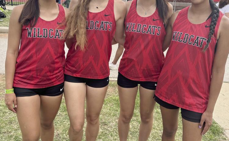 Earlsboro Lady Wildcats Track Team qualified for state in the 4x200 Relay! The Lady Wildcats qualified 15th in Class 1A, and finished 13th at the State Meet at Western Heights on May 3rd, after setting a new school record at 1:57:01 that beat the previous record of 1:58.26 also set by them. Members of the relay team, pictured left to right, are Mia Tanyan (Fr), Xalina McCarroll (So), Jayleen Castaneda (Sr), and Aha Roubidoux (Fr). The team is coached by Stacy Barton. Photo provided