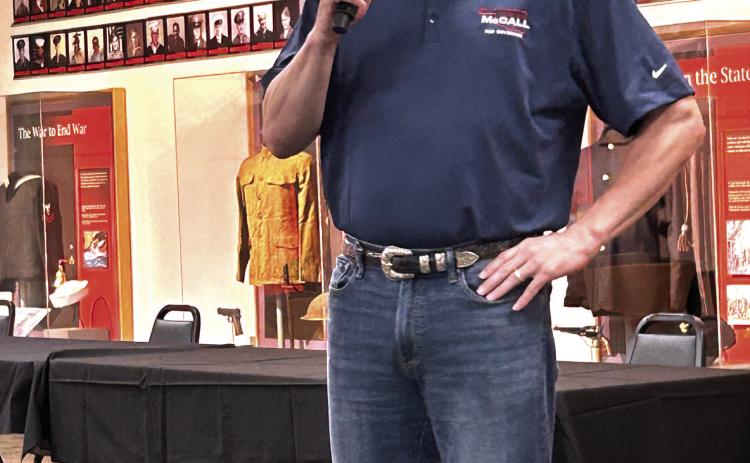 Candidate for Governor Charles McCall addressed the crowd at the Legislative Luncheon held June 13 at the Citizen Potawatomi Nations Cultural Heritage Museum. Suzie Campbell, Countywide &amp; Sun