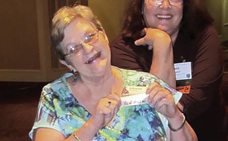 Gloria Trotter and Suzie Campbell pose at the 2015 Oklahoma Press Association Conference held at the Sheraton Hotel in Oklahoma City. Photo provided