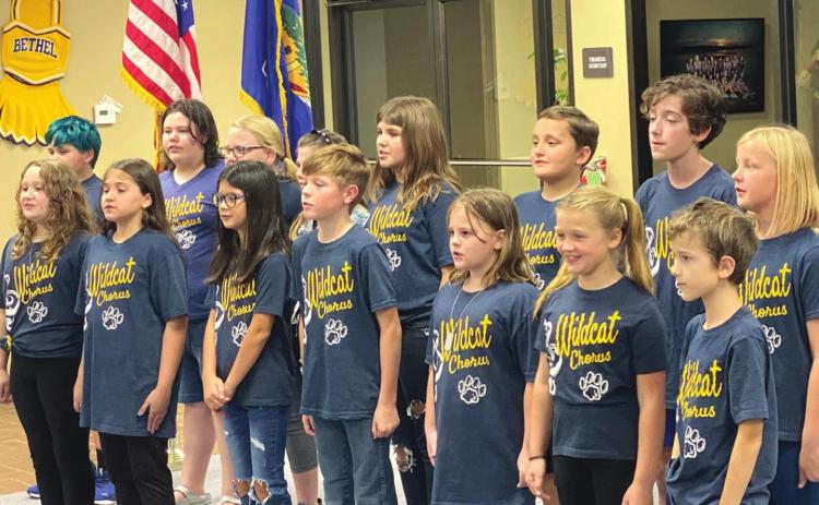 Bethel Upper Elementary students and one Lower Elementary Student serenaded the crowd with a couple of songs before the Nov. 8 meeting of the Bethel School Board. Countywide &amp; Sun/ Suzie Campbell