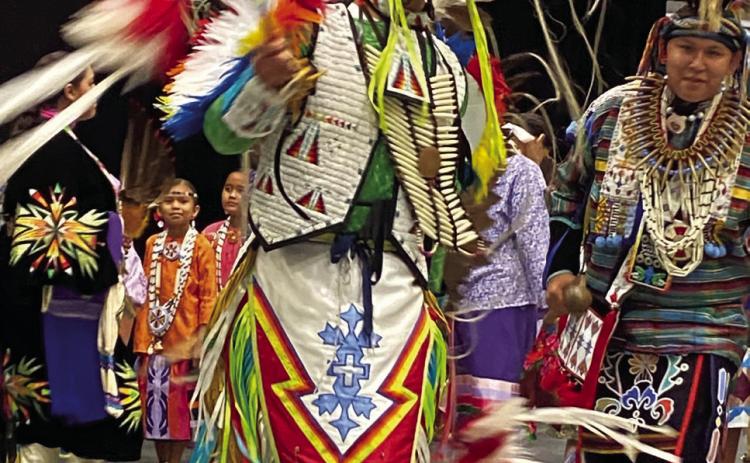 Xavier Whiteshirt performs a Men's Southern Fancy Dance during the CPN College and Career Fair at Firelake Arena on Sept 3. Cheyanna Dietz, Countywide &amp; Sun