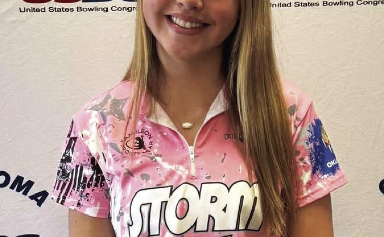 Alyssa Cheatwood, Shawnee 8th grader, is storming through the bowling community. She recently took first place in doubles with her partner, Ali Biscaino, and placed 5th in Stratch All-Events at the Oklahoma Bowling Youth State Championship held in Norman. She's headed to Greenbay, WI this summer to compete in the Junior Gold Championship 2025 in the U15 Girls Division. Photo Provided