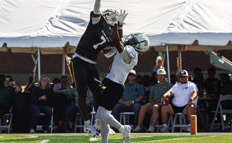 OBU's Bryson Cornelious deflects the ball just shy of the end zone. Photo Provided