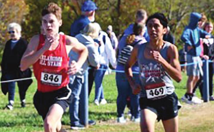 Earlsboro High School junior Andrew Moore-Holland runs a 17:17 time in the All Star Arkansas vs. Oklahoma Cross Country Meet Nov. 13. Photo Provided.