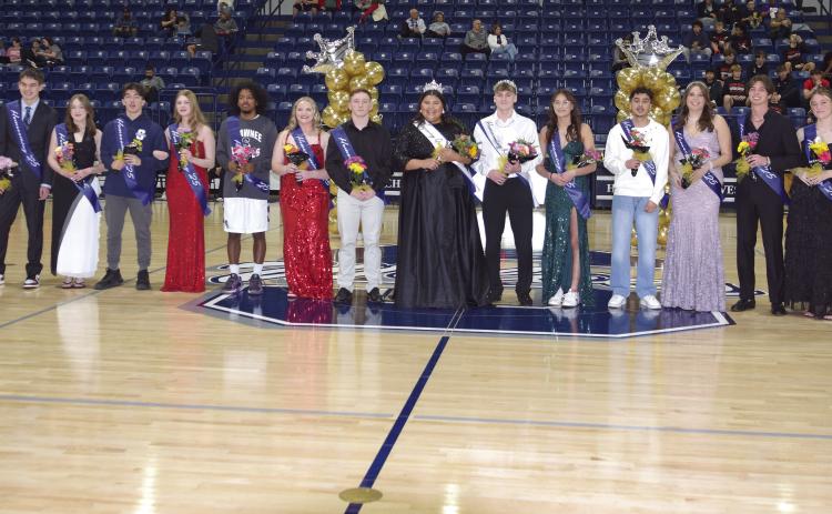 Shawnee High School crowned their homcoming queen on Fri. Jan. 31st.  Pictured with their court are Queen Kanynn Kaseca and King Trenton McCune. Countywide & Sun/Julie Talton