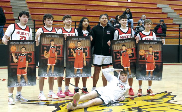 Earlsboro High School held their Senior Night ceremonies on the afternoon of Feb. 3. Shown here are the seniors in boys basketball, from left with banners, Danney Billingsley, Lane Brown, James Smith, Trystan Black and Beau Dailey. Countywide & Sun/Natasha Dunagan